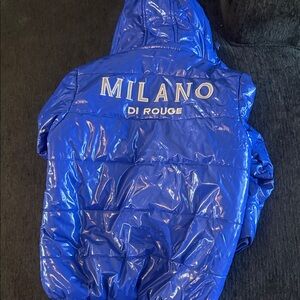 Milano Di Rouge Shiny Blue Hooded Jacket